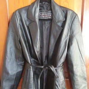 Vintage Leather Limited Women's Jacket Lined w/Belt Black Size M